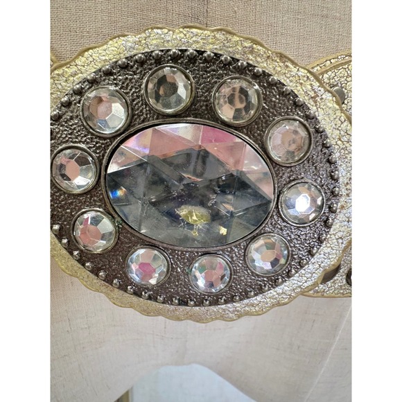 Concho Disc Belt Moroccan Style Gold Large/XL Rhinestone Studded‎ Boho Wide Y2K main image 11